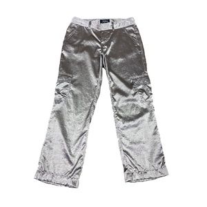 Y2k Early 2000's Vintage Women's Silver Satin Low Rise Grunge Capri Pants Size 5